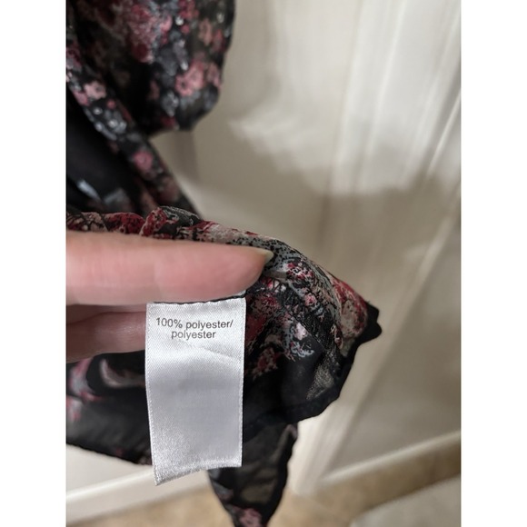 Black Floral Women's Oversized Kimono/swim Suit Cover Size S/M Maurices - Picture 4 of 5